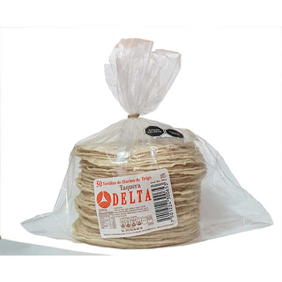 Imagen de TORTILLA DE HARINA TAQUERA DELTA 50 PZAS.