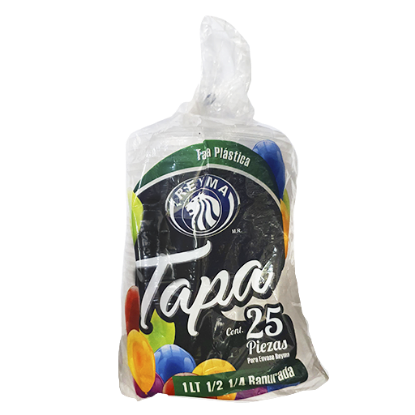 Imagen de TAPA ENVASE PLASTICO L Y 1/2 L CON PERFORACION REYMA C/25 PZAS.