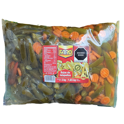 Imagen de CHILE JALAPEÑO RAJAS FARO EN BOLSA 2.8 KG