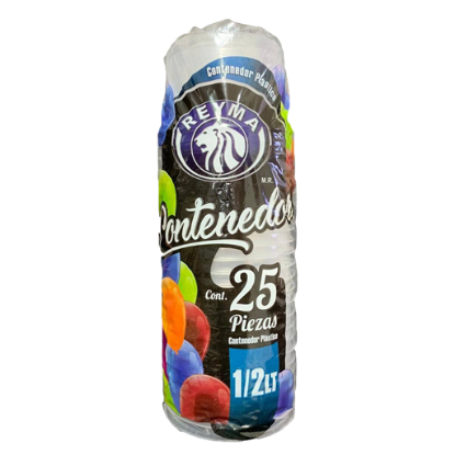 Imagen de ENVASE PLASTICO 1/2 LT REYMA C/25 PZAS.