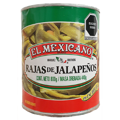 Imagen de CHILE JALAPEÑO RAJAS EL MEXICANO  800 G
