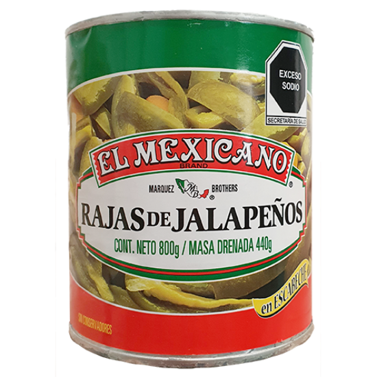 Imagen de CHILE JALAPEÑO RAJAS EL MEXICANO  800 G