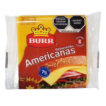 Imagen de QUESO AMERICANO BURR 144GR 8 REB