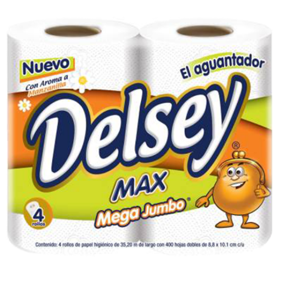 Imagen de PAPEL HIGIENICO DELSEY MAX MJ 400 H PAQ. C/4 ROLLOS