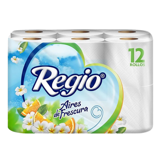 Imagen de PAPEL HIGIENICO REGIO AIRES DE FRESCURA 330 HD 12 PZAS.