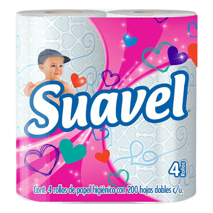 Imagen de PAPEL HIGIENICO SUAVEL 200 HOJAS DOBLES PAQ. C/ 4 ROLLOS