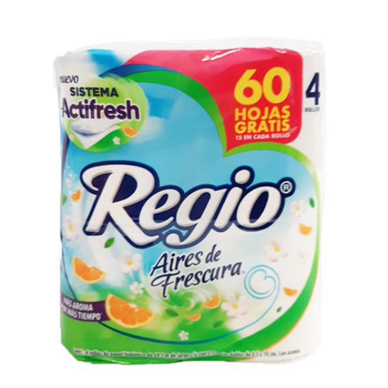 Imagen de PAPEL HIGIENICO REGIO AIRES DE FRESCURA 200 HOJAS PAQ. C/4 ROLLOS
