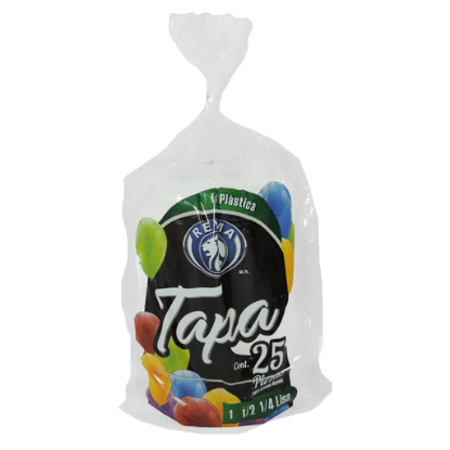 Imagen de TAPA ENVASE PLASTICO LTO SIN PERFORACION REYMA C/25 PZAS.