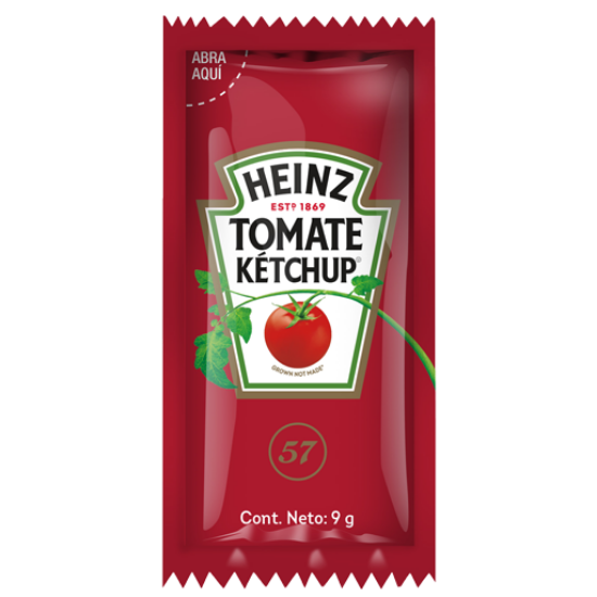 Imagen de KETCHUP HEINZ SS MEX CAJA 200 PZAS. 9 G