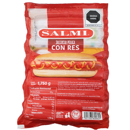 Imagen de SALCHICHA POLACA CON RES SALMI  1.75GR